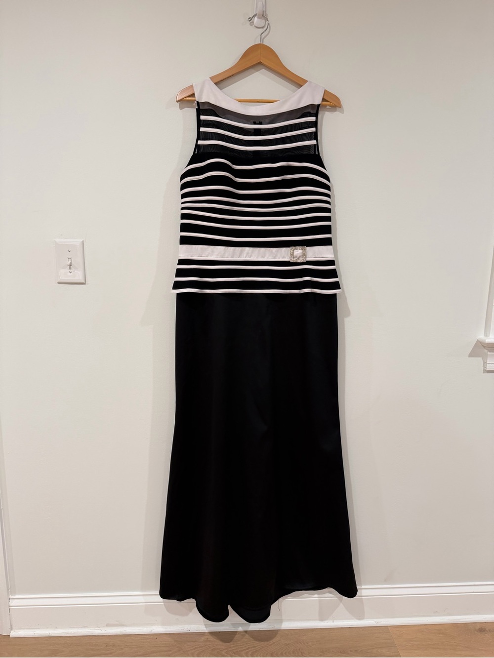 JS Collections Black and White Striped Maxi Dress